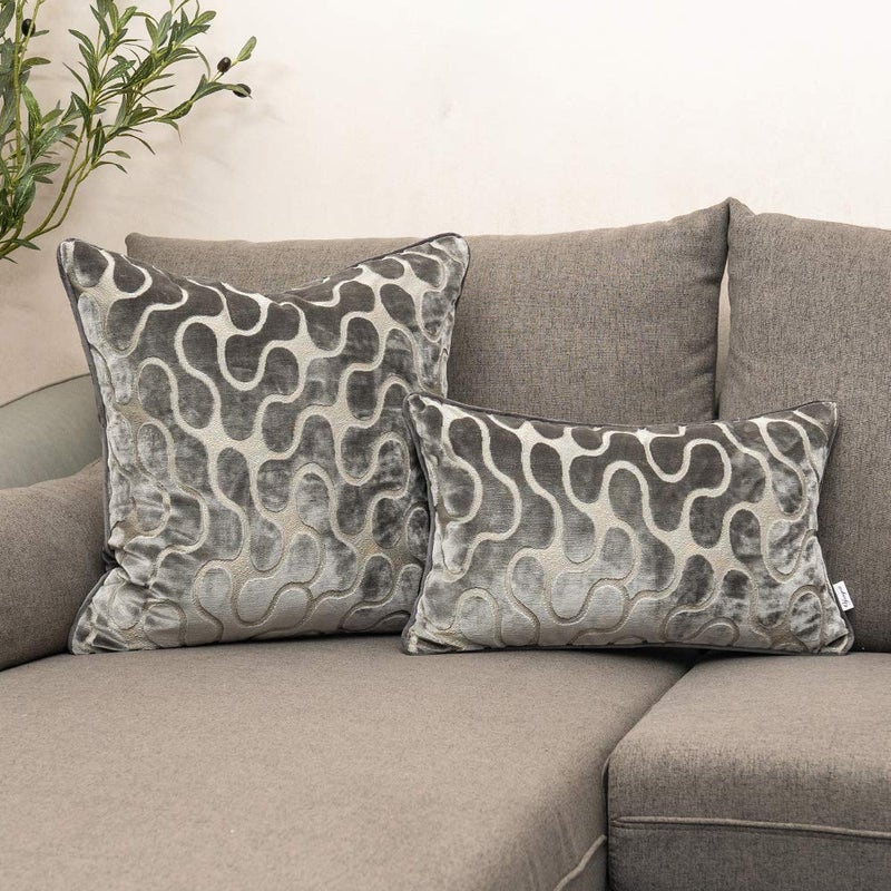 Yangest Silver Grey Throw Pillow Cover Wavy Cushion Cover Modern Zippered Rectangular Pillowcase for Sofa Couch Bedroom Living Room Home Decorative, 12x20 Inch - Image 5